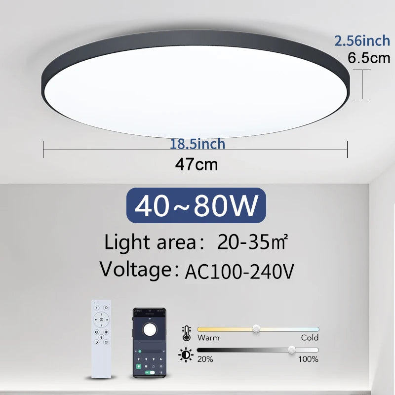 Lámpara de Techo LED MARPOU Smart – Regulable con Control Remoto para Dormitorio y Living