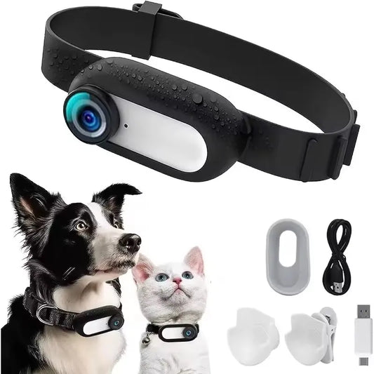 Cámara para Mascotas 1080P con Collar – Visión Nocturna y Resistente al Agua