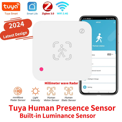Sensor de Presencia Humana Tuya mmWave Zigbee / WiFi con Sensor de Luz – Reemplazo del PIR