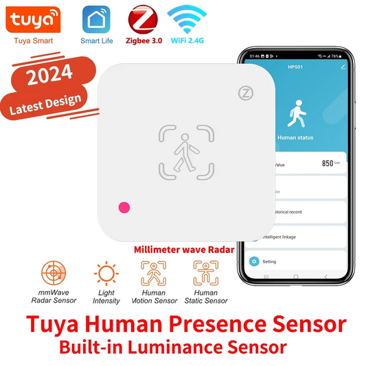 Sensor de Presencia Humana Tuya mmWave Zigbee / WiFi con Sensor de Luz – Reemplazo del PIR