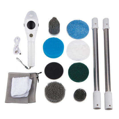 Cepillo Eléctrico de Limpieza 8 en 1 Inalámbrico Giratorio con Mango Extensible – Baño, Cocina y Hogar