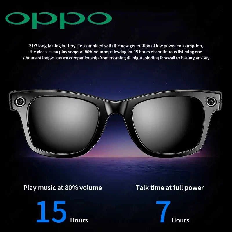 Gafas Inteligentes OPPO con Cámara HD y Bluetooth – Llamadas, Música y Grabación