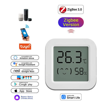 Sensor de Temperatura y Humedad Tuya Zigbee con Pantalla LCD – Compatible con Alexa y Google Home