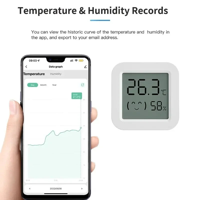 Sensor de Temperatura y Humedad Tuya Zigbee con Pantalla LCD – Compatible con Alexa y Google Home